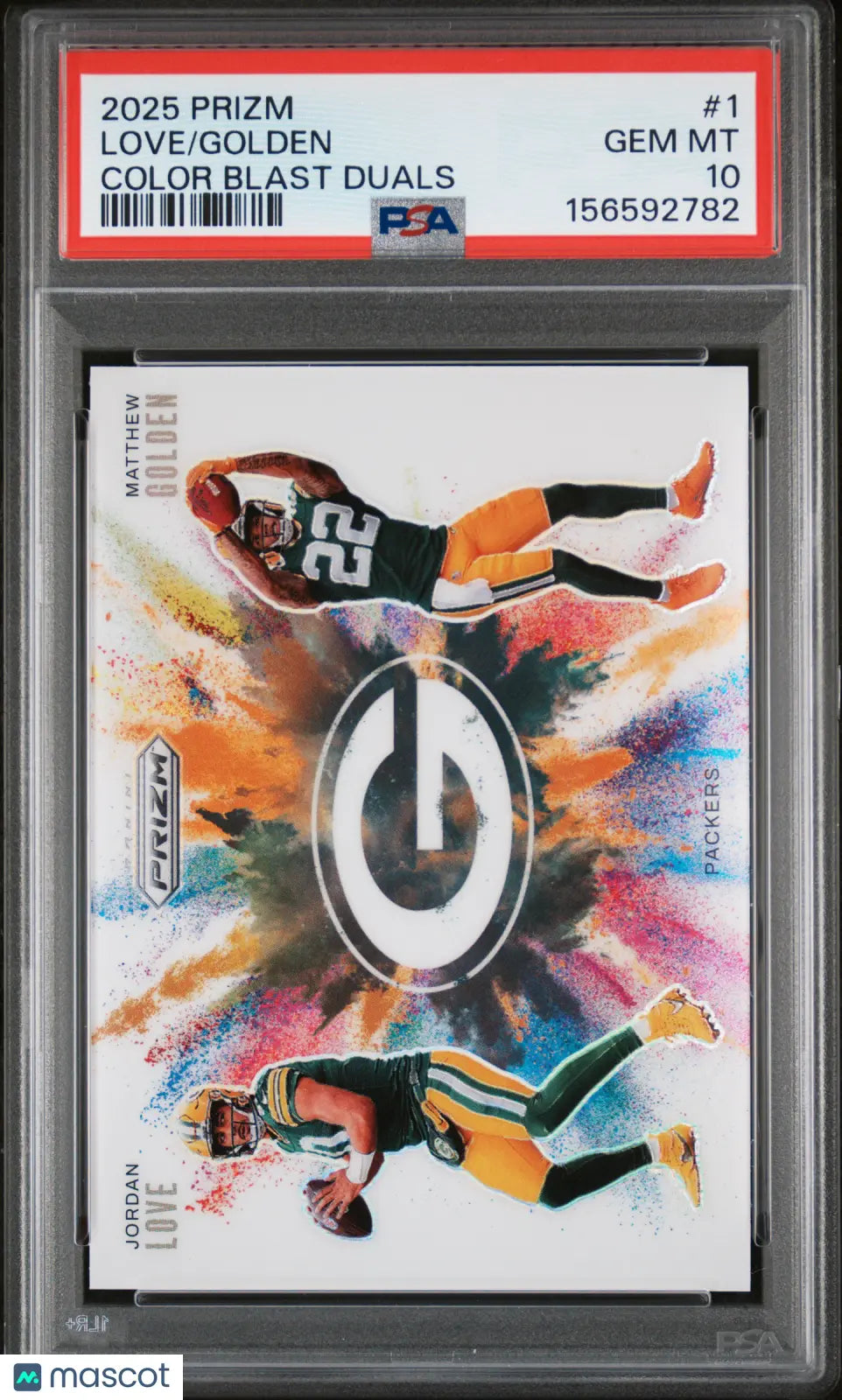 2025 Panini Prizm Football Color Blast Duals Love Golden #1 PSA 10 