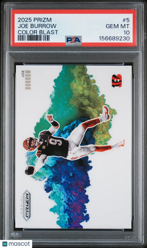 2025 Panini Prizm Football Color Blast Joe Burrow #5 PSA 10 