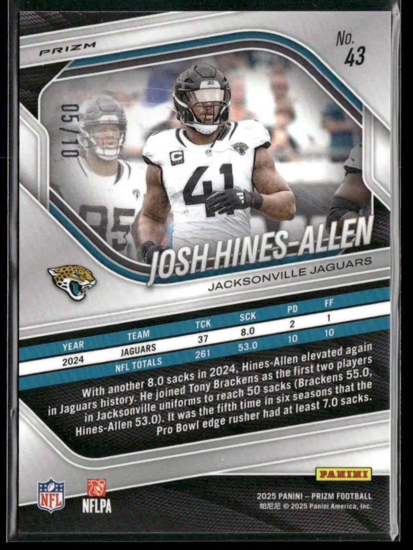 2025 Panini Prizm Football Gold Josh Hines-Allen /10 