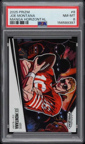 2025 Panini Prizm Football Manga Horizontal Joe Montana #8 PSA 8 