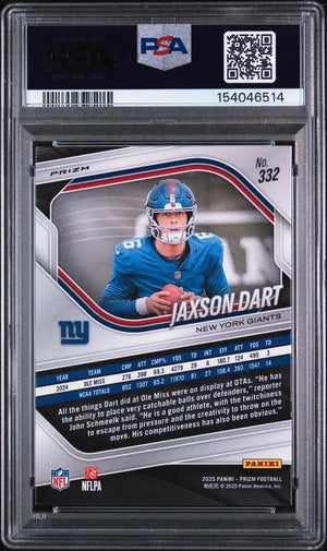 2025 Panini Prizm Football Rookie Jaxson Dart Silver Prizm RC PSA 9 