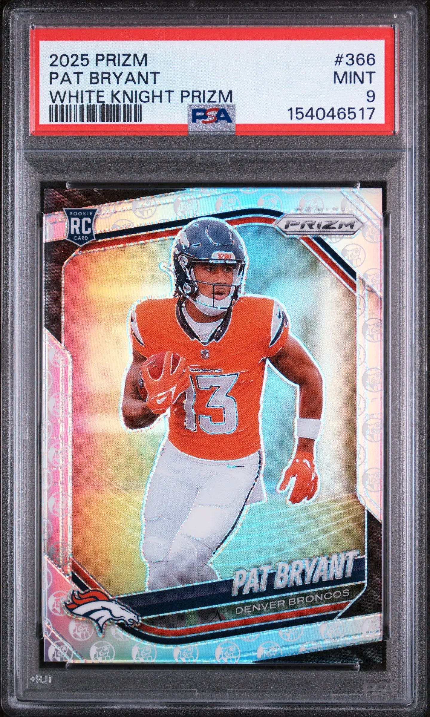 2025 Panini Prizm Football Rookie Pat Bryant White Knight Prizm RC 1/3 PSA 9 