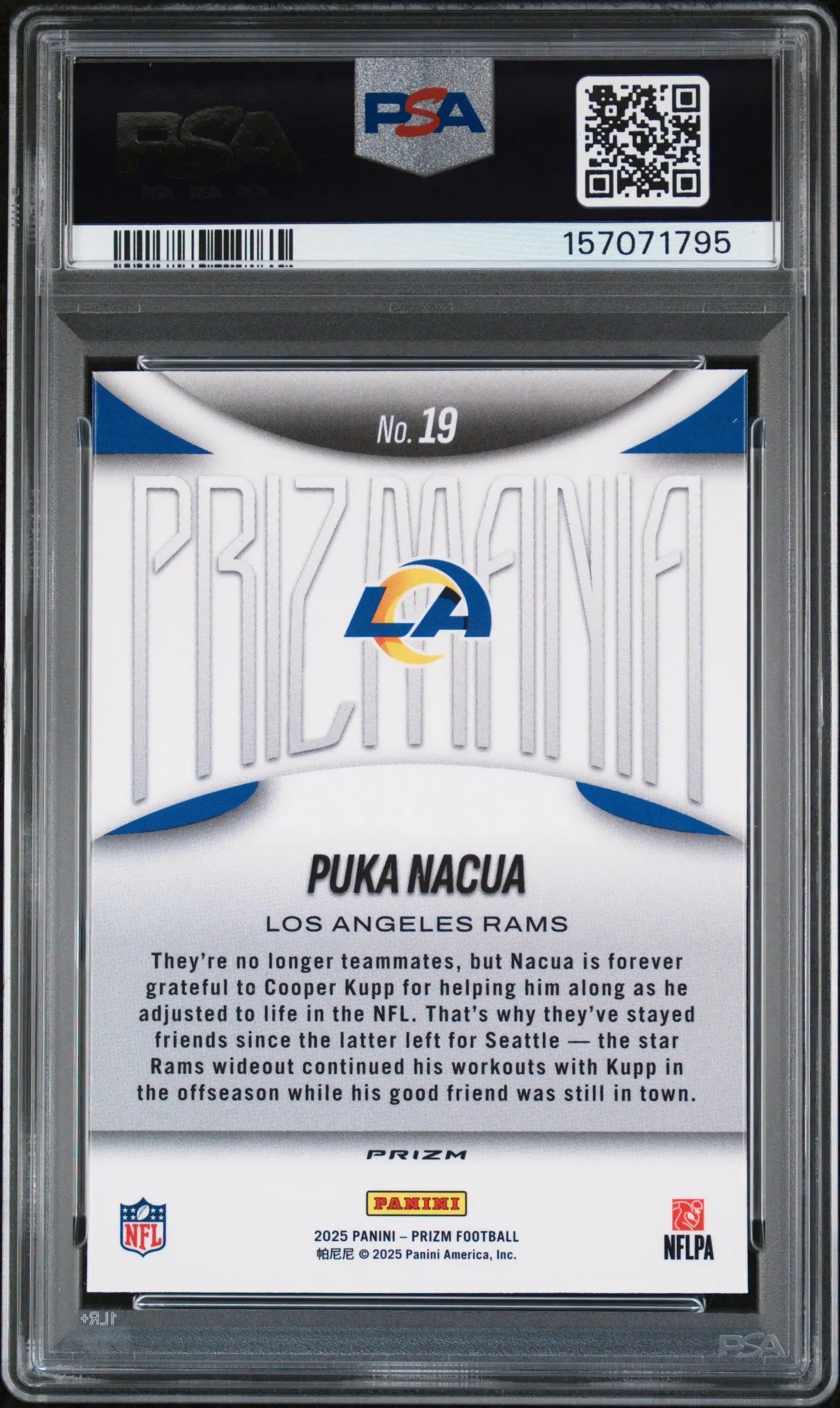 2025 Panini Prizm Prizmania Puka Nacua  PSA 10 