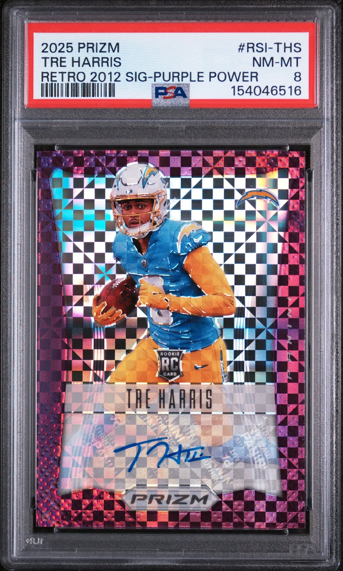2025 Panini Prizm Retro  Rookie Autograph Tre Harris Purple Power /49 RC PSA 8 