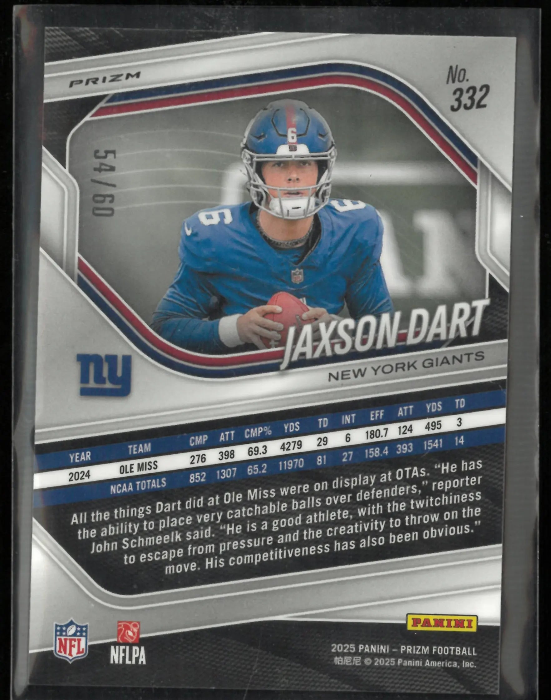 2025 Panini Prizm Super Bowl Logo Pink Jaxson Dart RC Rookie /60 