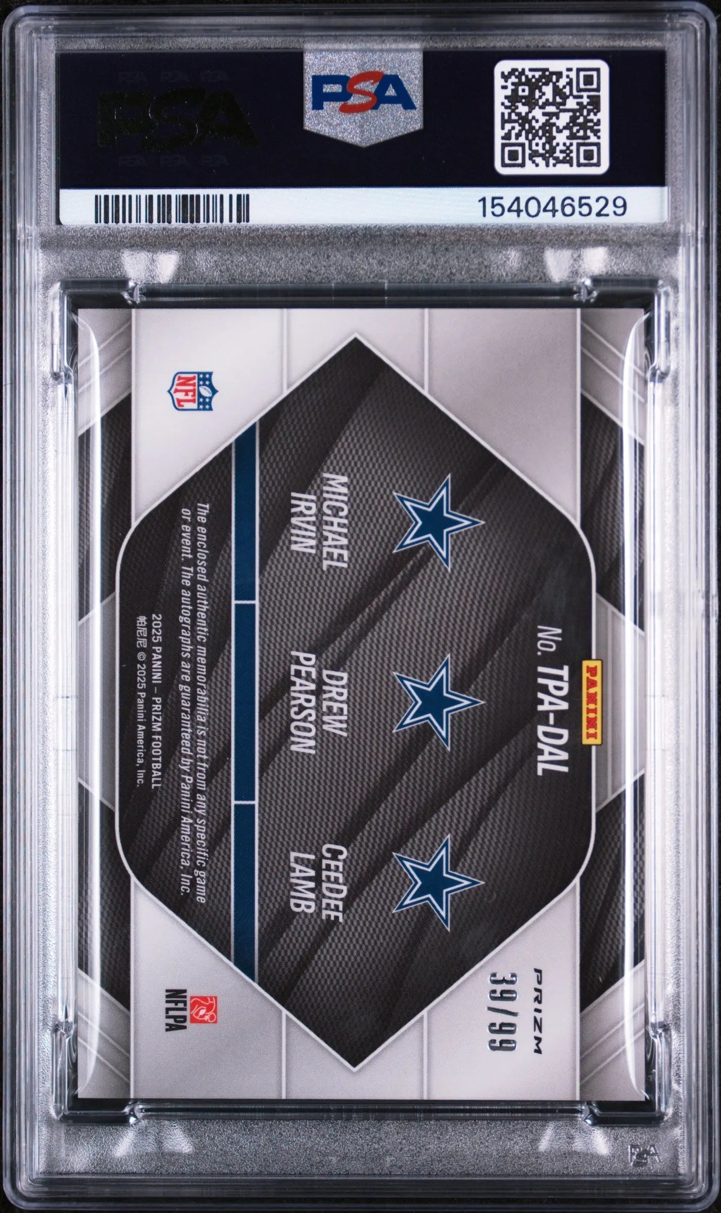 2025 Panini Prizm Triple Patch Autographs Irvin/Pearson/Lamb Auto /99 PSA 10 