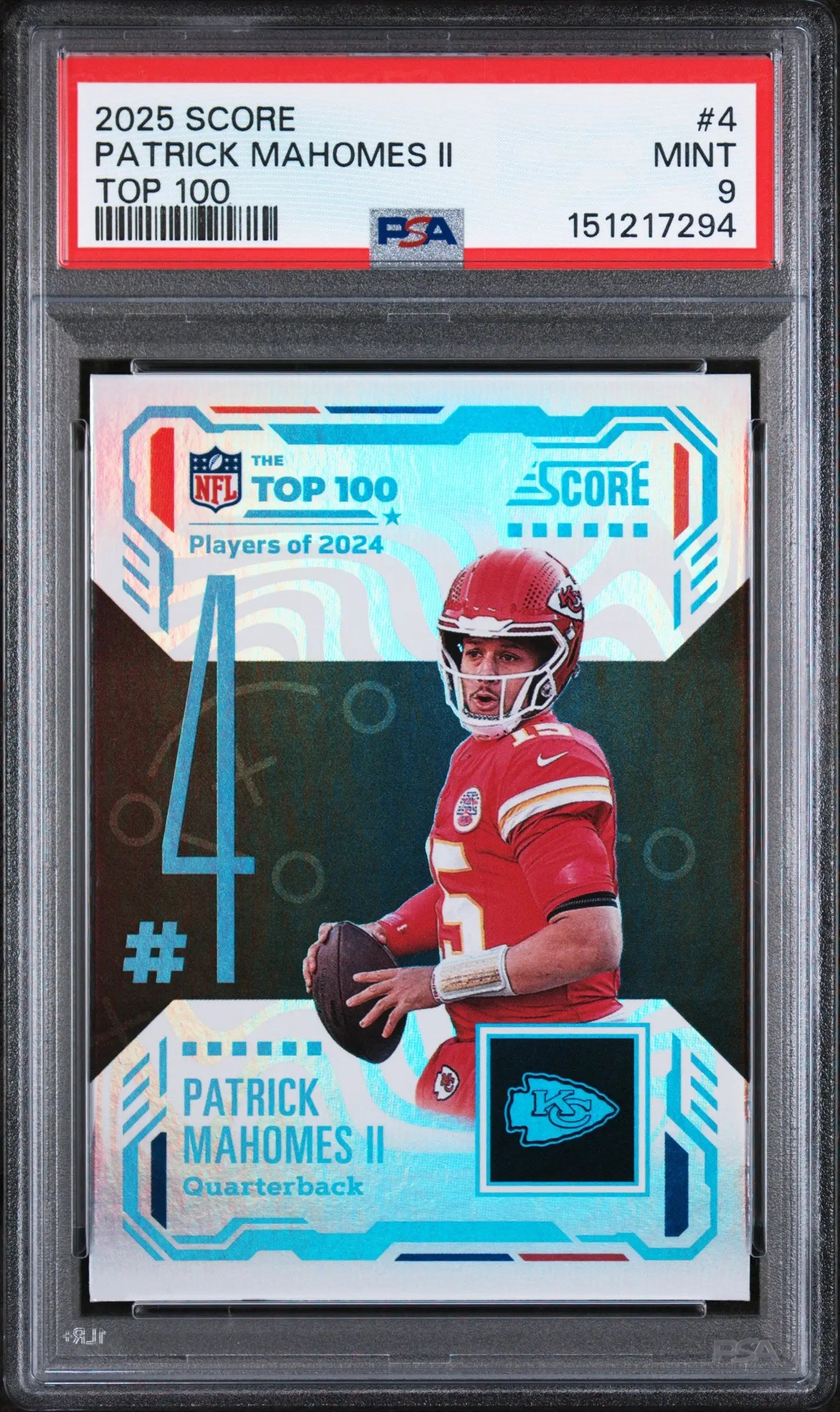 2025 Panini Score Top 100 Patrick Mahomes II PSA 9 