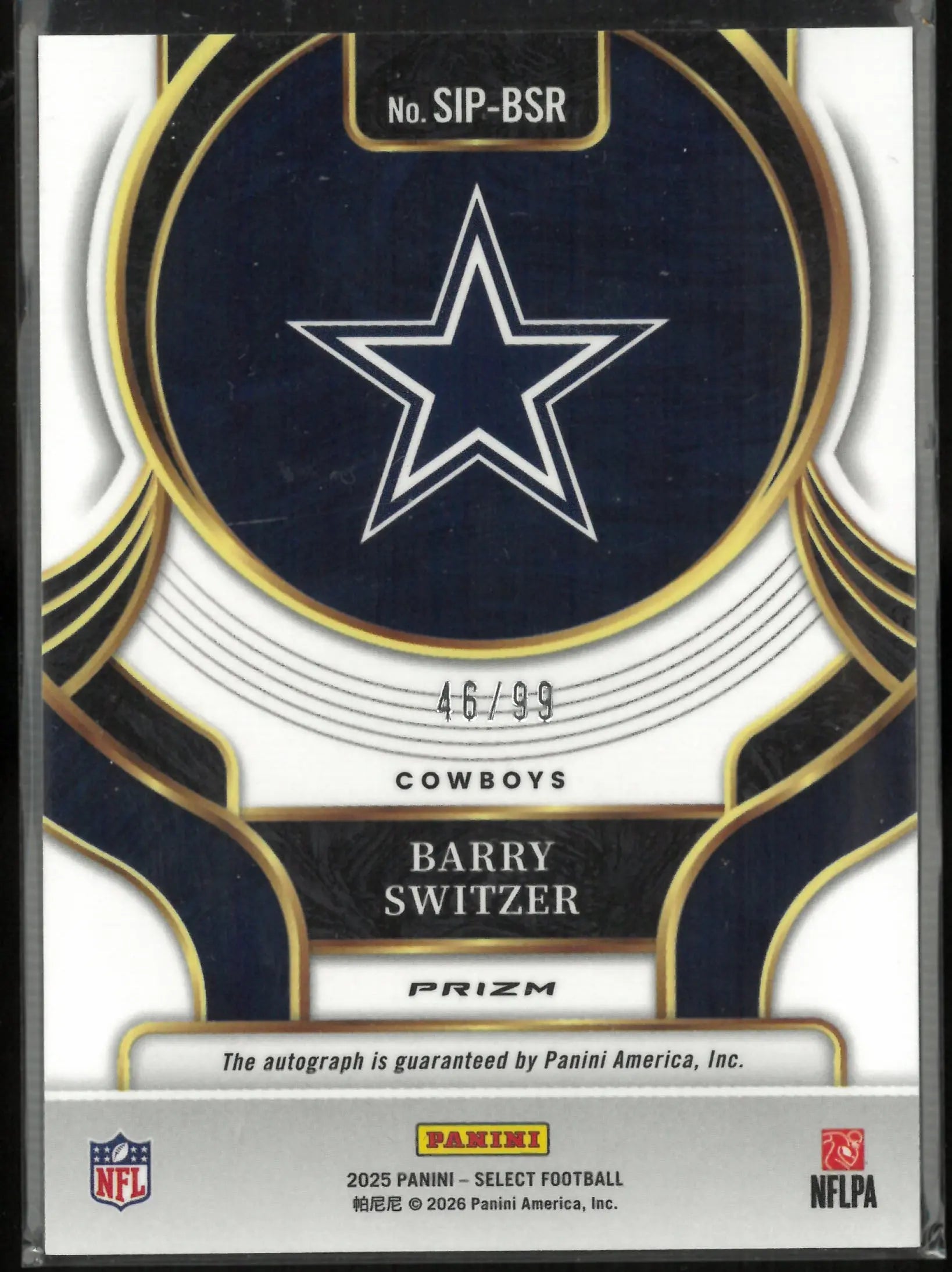 2025 Panini Select Autograph Barry Switzer Auto Blue /99 