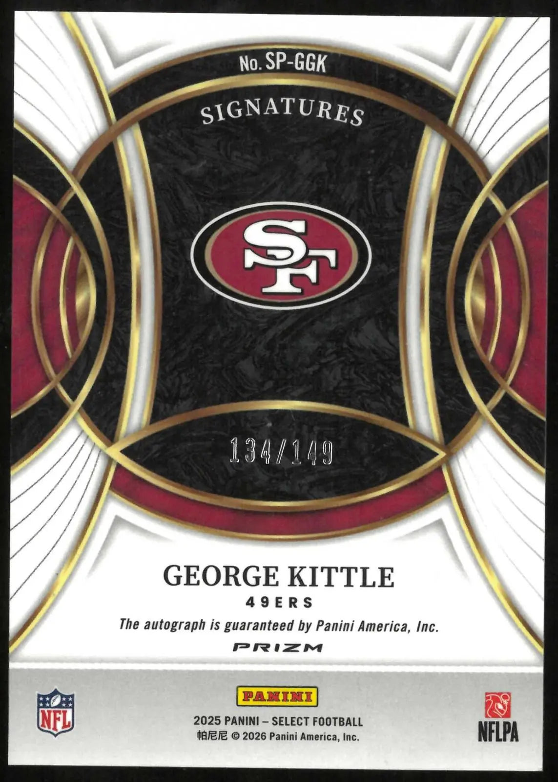 2025 Panini Select Autograph George Kittle Auto Blue /149 