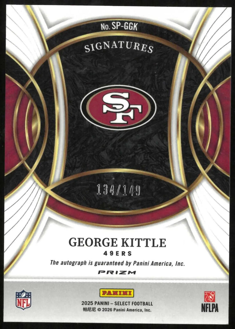2025 Panini Select Autograph George Kittle Auto Blue /149 
