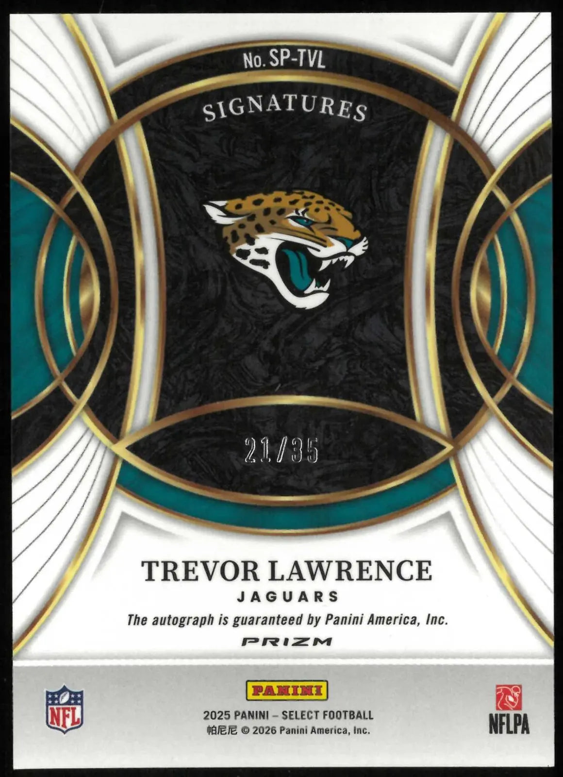 2025 Panini Select Autograph Trevor Lawrence Auto /35 