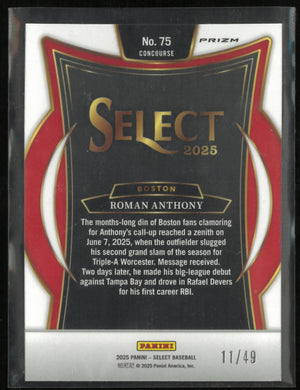2025 Panini Select Concourse Roman Anthony Red & Green Rookie RC /49 