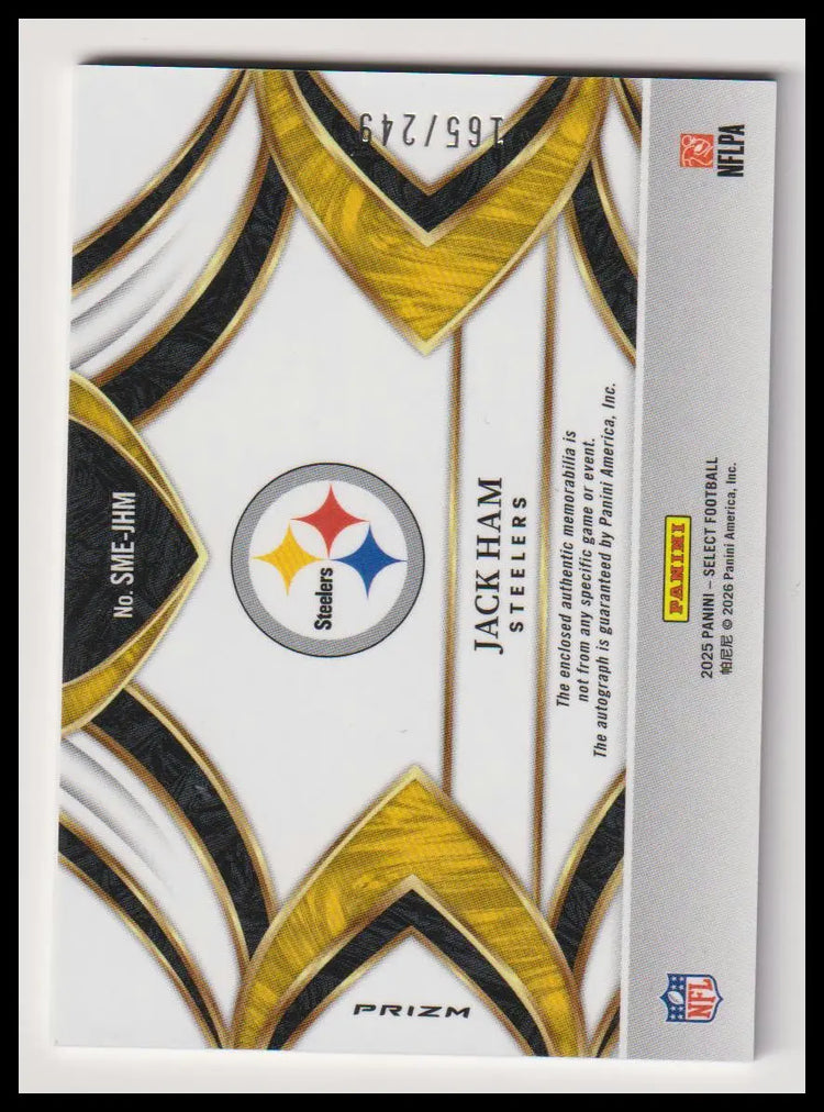 2025 Panini Select Patch Autograph Jack Ham Auto /249 