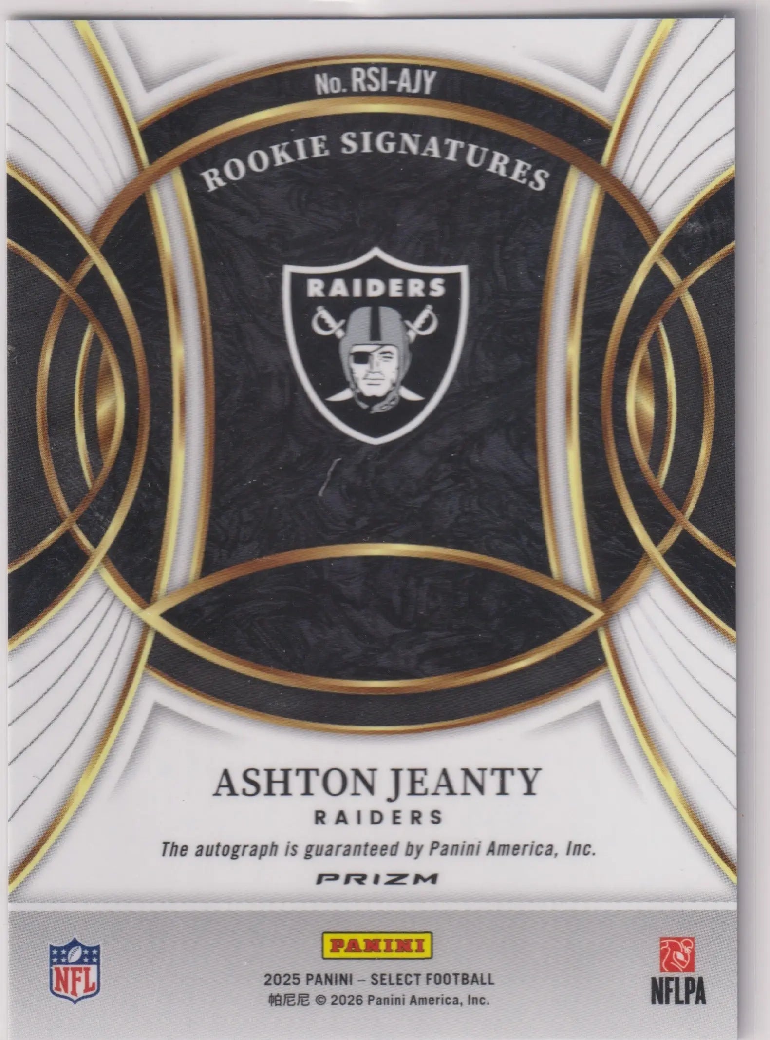 2025 Panini Select Rookie Autograph Ashton Jeanty Auto RC 