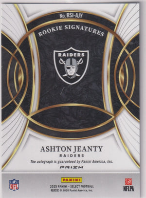 2025 Panini Select Rookie Autograph Ashton Jeanty Auto RC 
