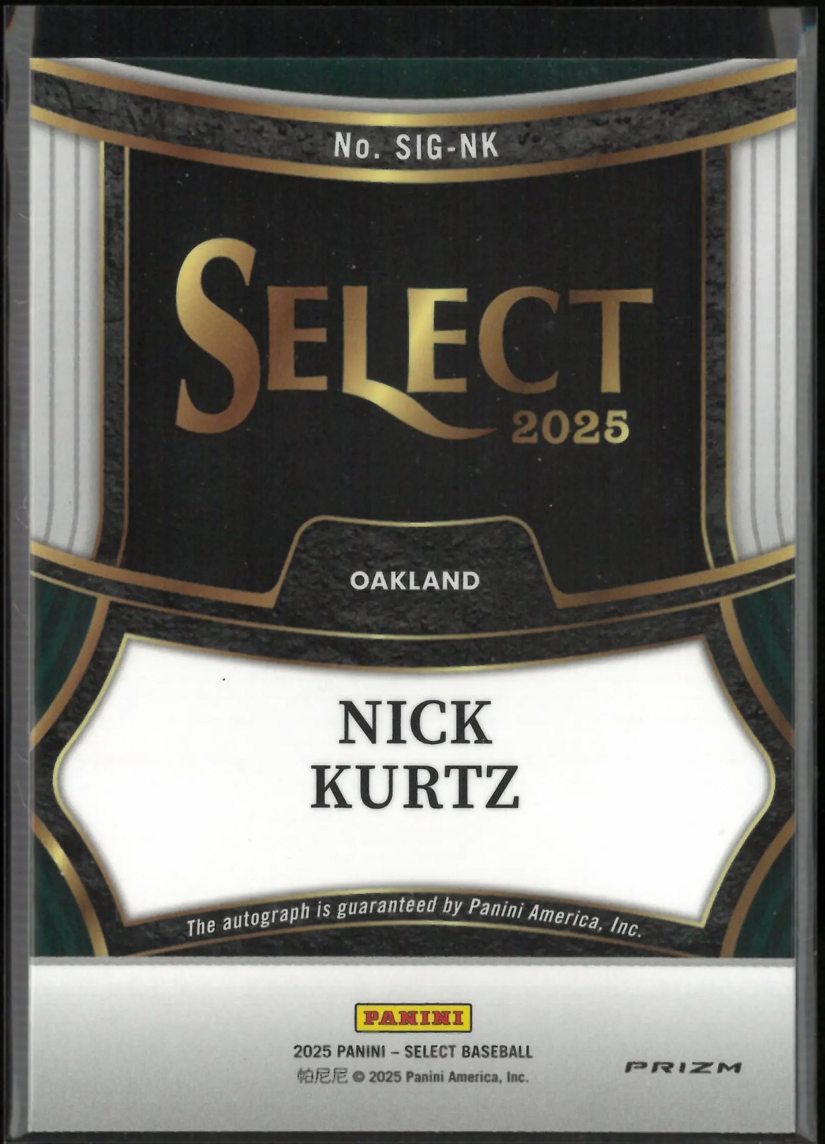 2025 Panini Select Rookie Autograph Nick Kurtz Auto RC 