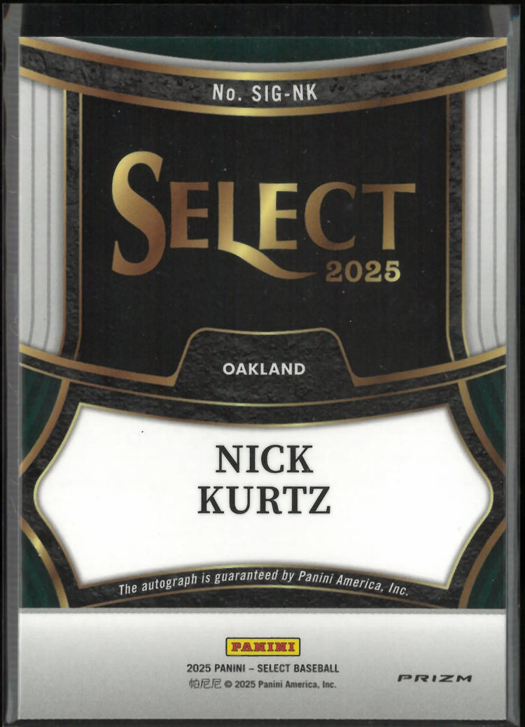 2025 Panini Select Rookie Autograph Nick Kurtz Auto RC 
