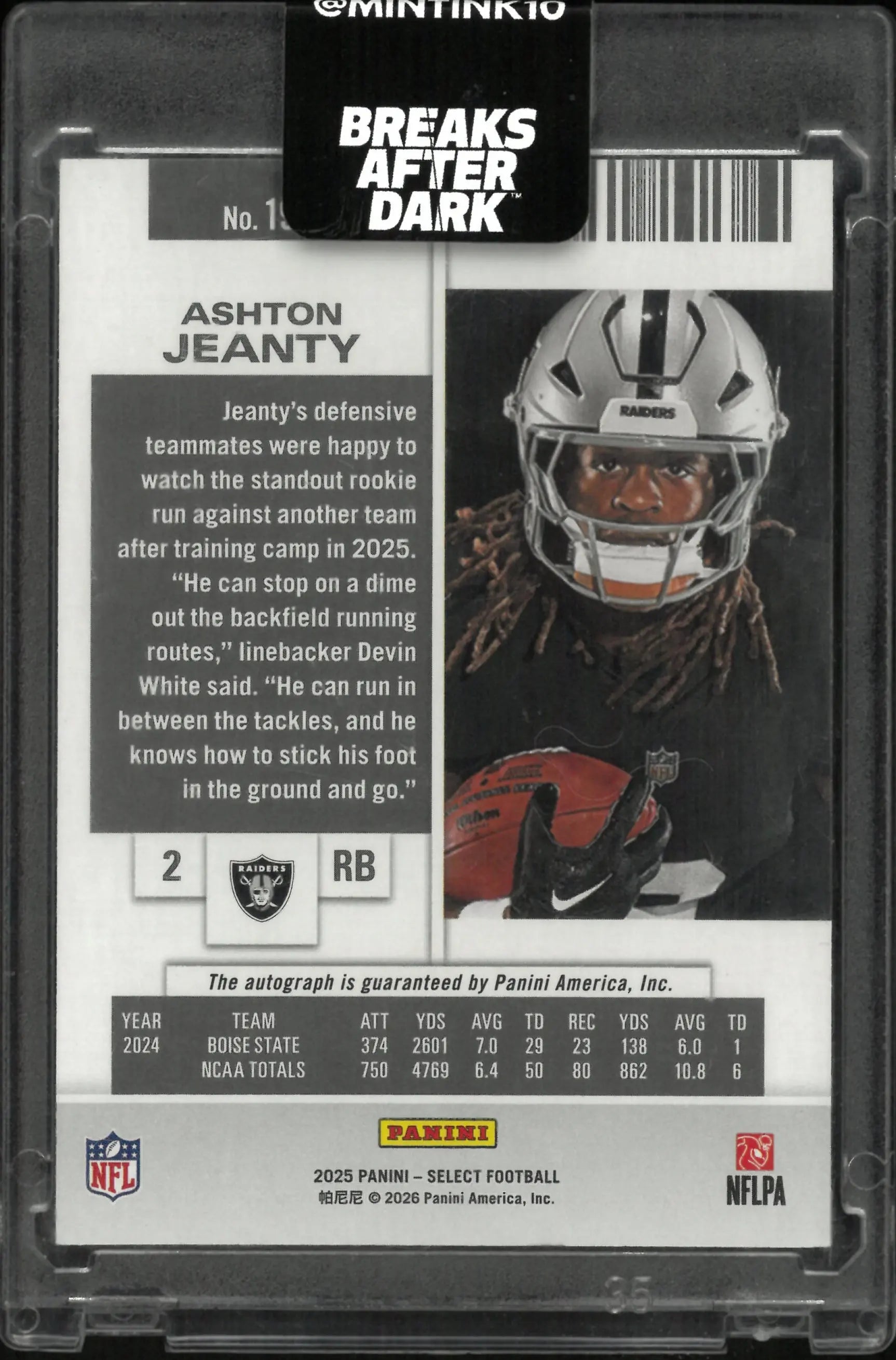 2025 Panini Select Rookie Ticket Ashton Jeanty Rookie RC 