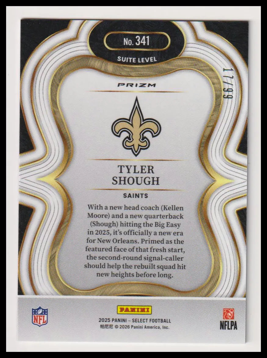 2025 Panini Select Rookie Tyler Shough  Blue /99 RC 