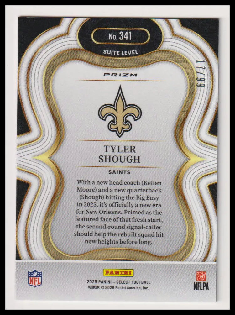 2025 Panini Select Rookie Tyler Shough  Blue /99 RC 
