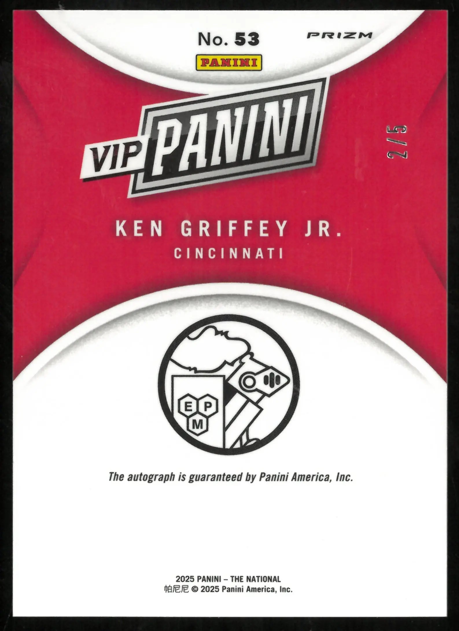 2025 Panini The National VIP Gold Ken Griffey JR. Nebula Auto /5 