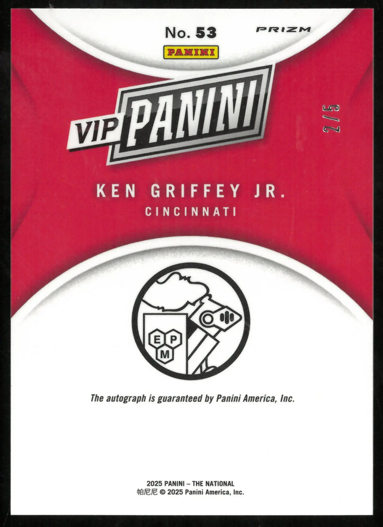 2025 Panini The National VIP Gold Ken Griffey JR. Nebula Auto /5 