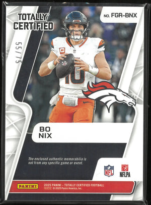 2025 Panini Totally Certified Fabrics of The Game Rookie Patch Bo Nix /75 RC 
