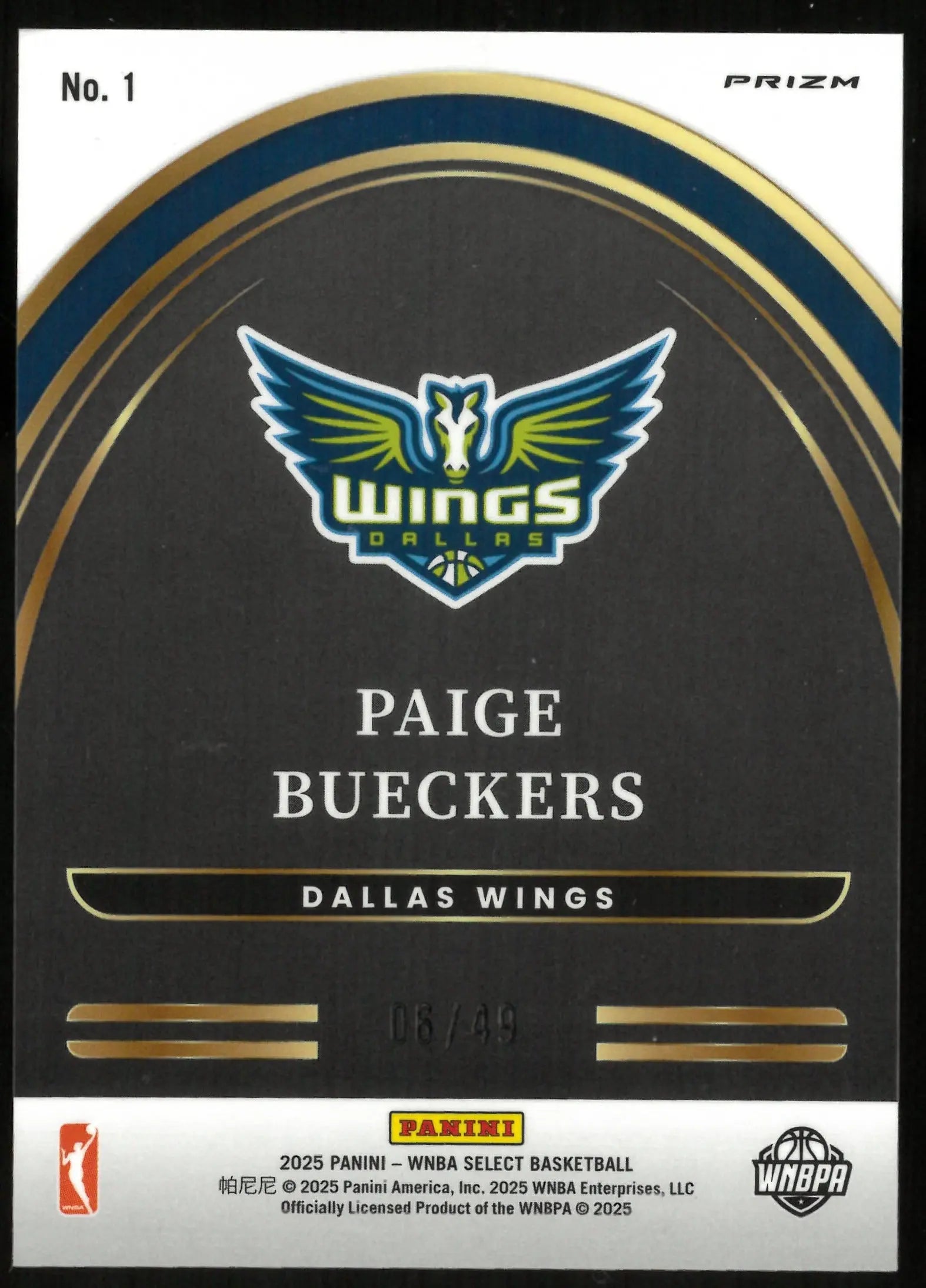 2025 Panini WNB Select Basketball Blue Future Rookie Paige Bueckers /49 