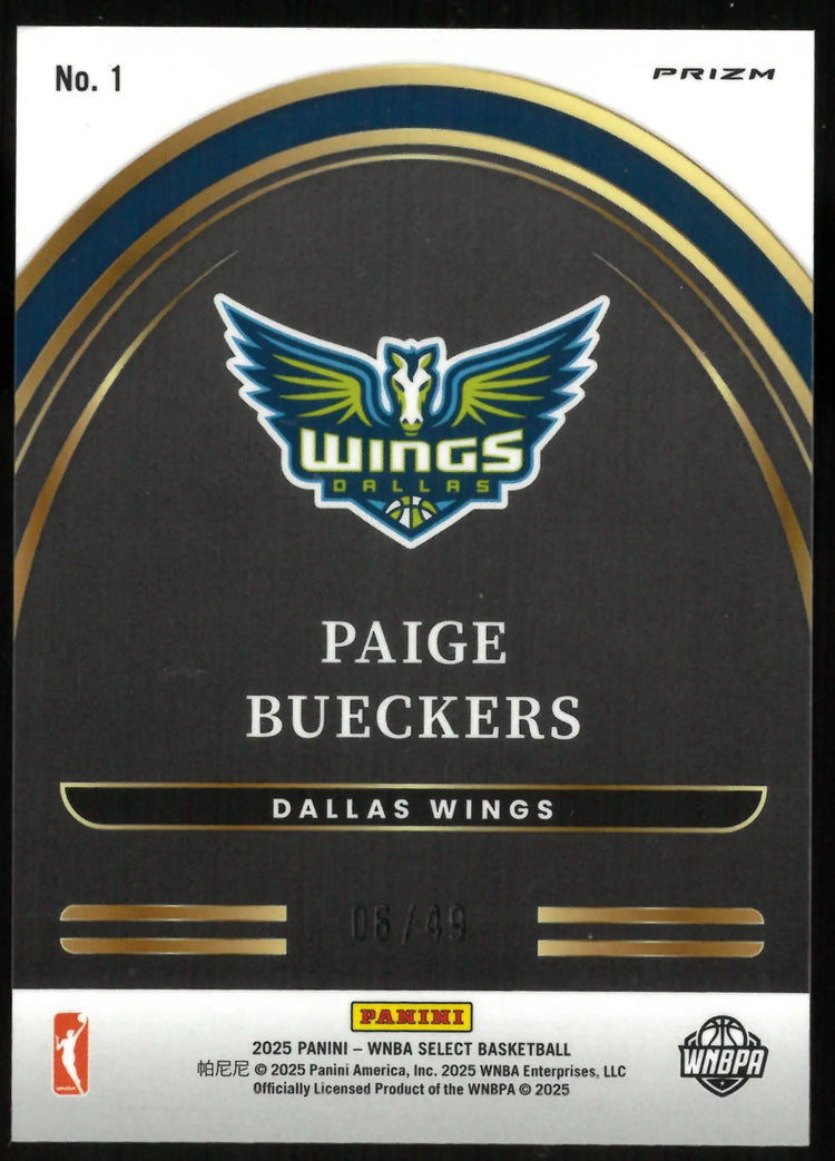 2025 Panini WNB Select Basketball Blue Future Rookie Paige Bueckers /49 