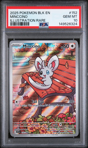 2025 Pokemon BLK Black Bolt 152/86 Minccino Illustration Rare PSA 10 