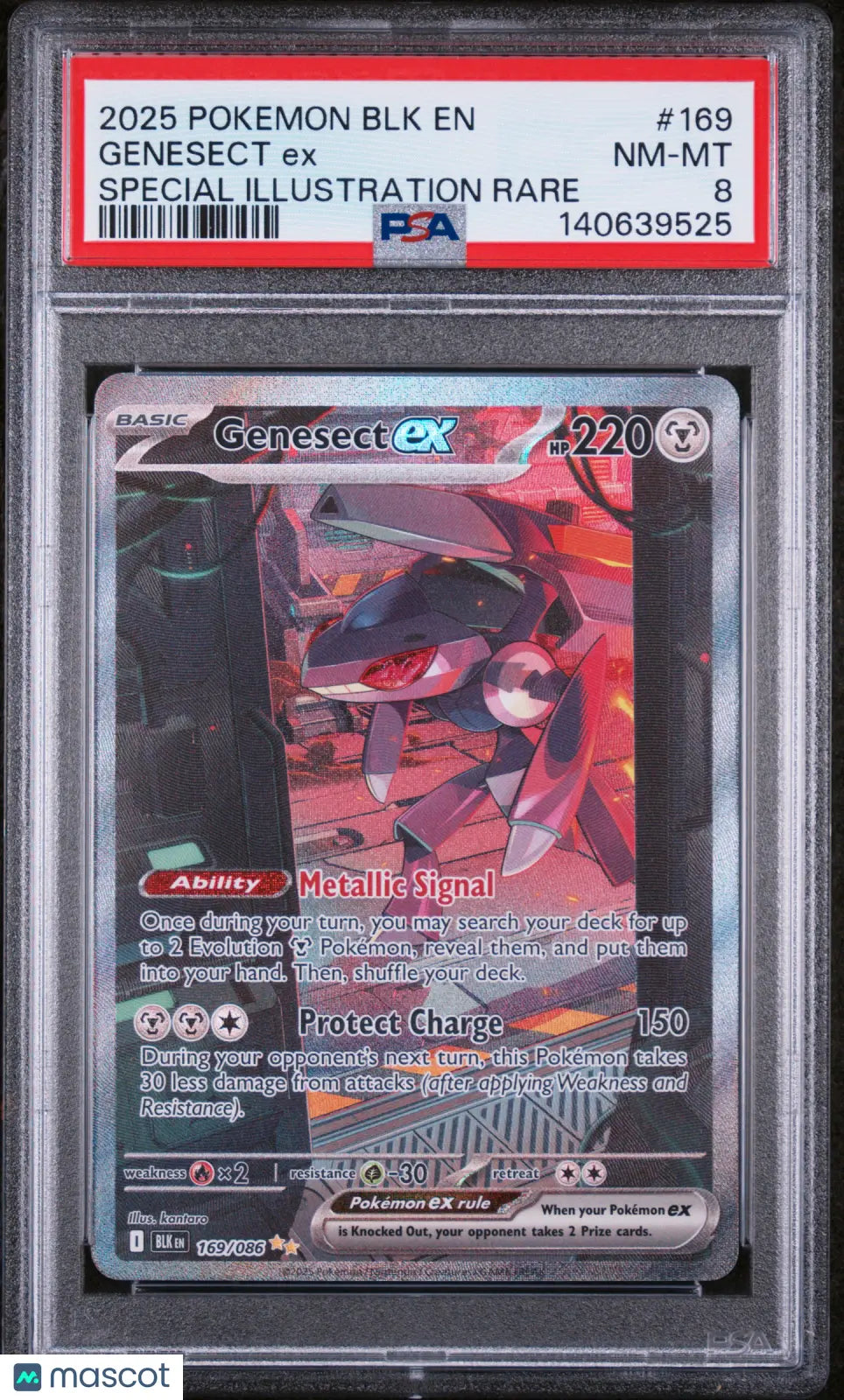 2025 Pokemon BLK-Black Bolt Genesect EX Special Illustration Rare PSA 8 169/86 