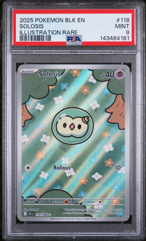 2025 Pokemon BLK EN-Black Bolt Solosis Illustration Rare 118/86 PSA 9 