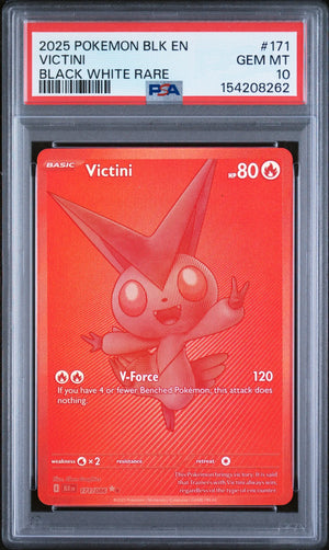 2025 Pokemon BLK EN-Black Bolt Victini Black White Rare PSA 10 171/86 