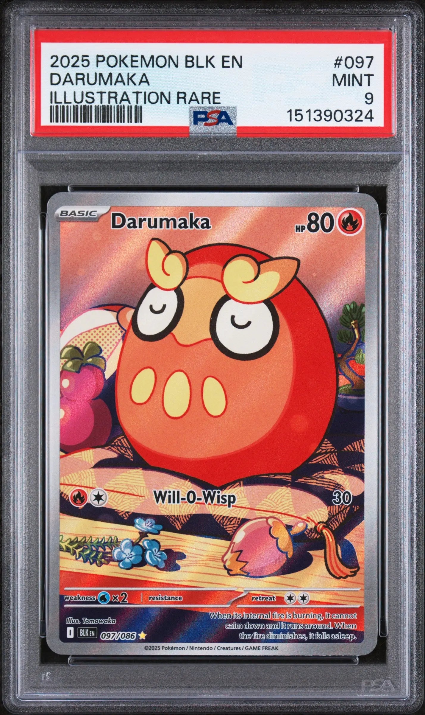 2025 Pokemon Black Bolt Darumaka Illustration Rare 097/086PSA 9 