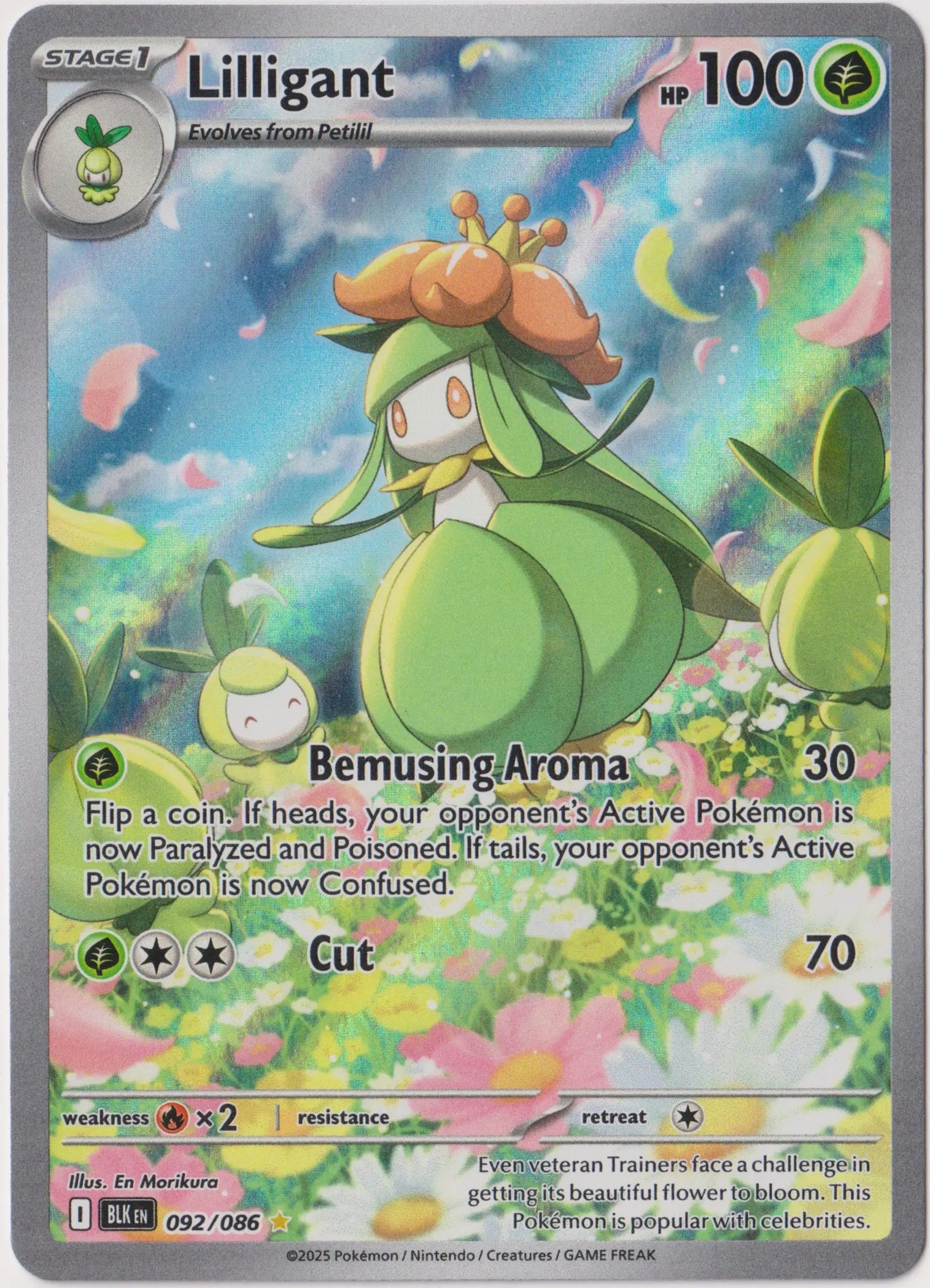 2025 Pokemon Black Bolt Lilligant Illustration Rare 092/086 