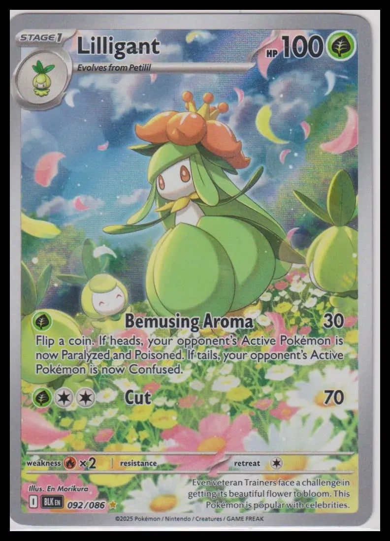 2025 Pokemon Black Bolt Lilligant Illustration Rare 092/086 