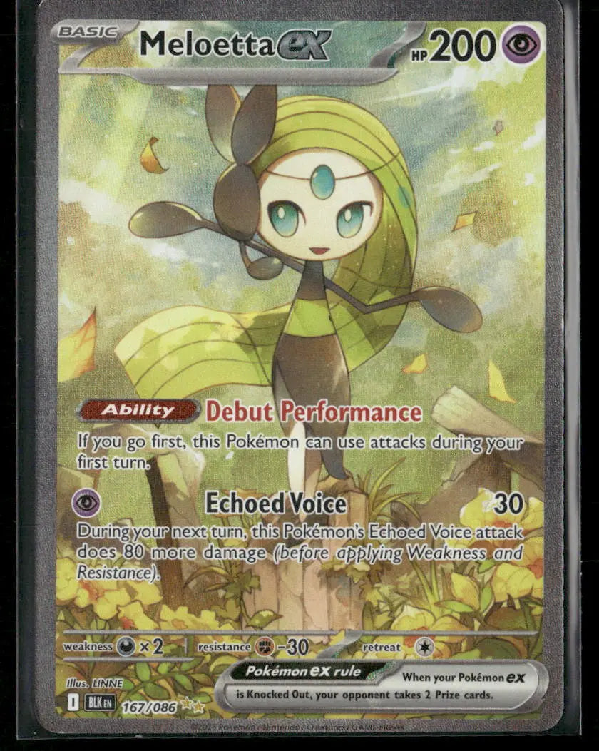 2025 Pokemon Black Bolt Special Illustration Rare Meloetta ex 167/086 