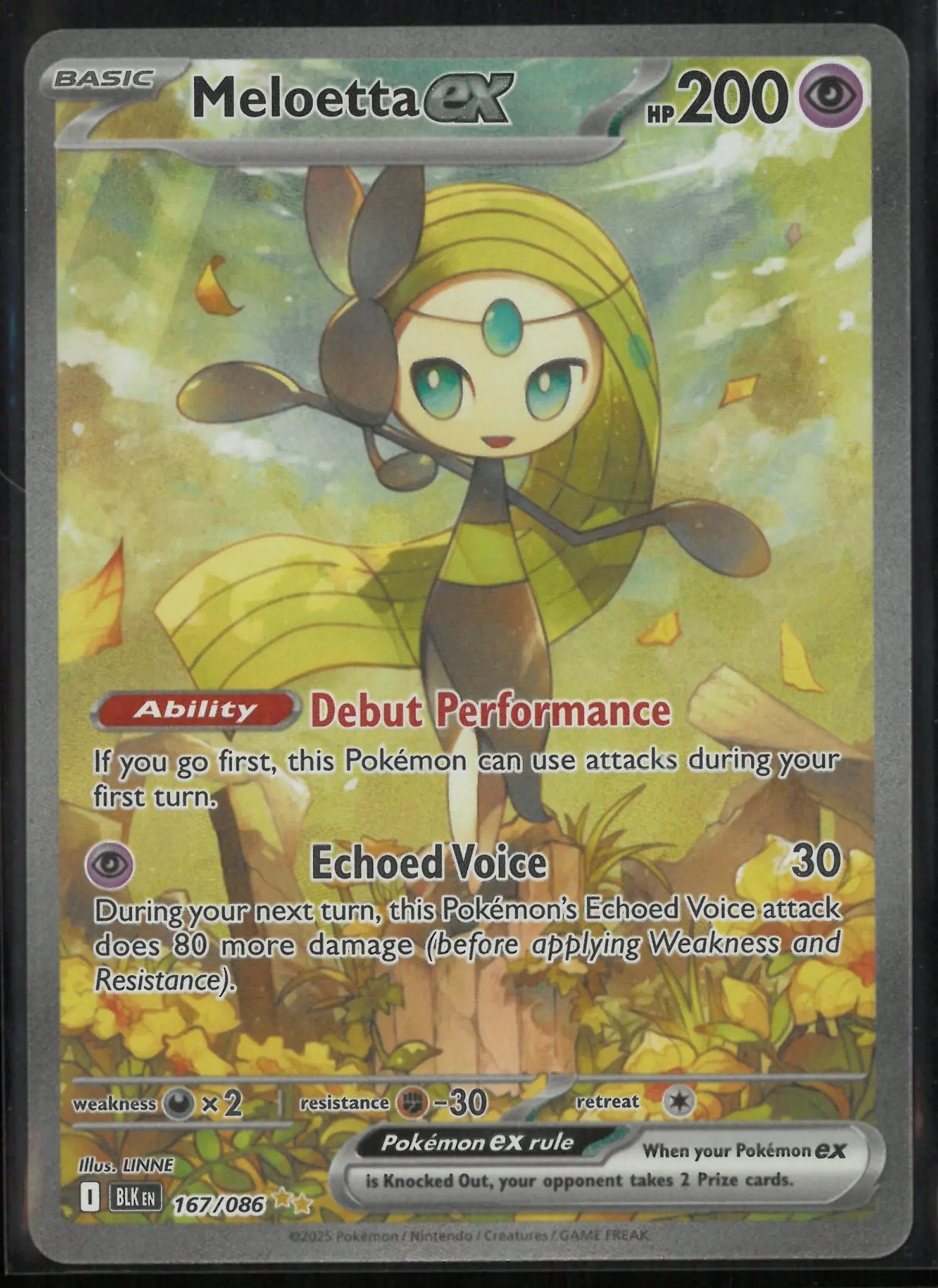 2025 Pokemon Black Bolt Special Illustration Rare Meloetta ex 167/086 