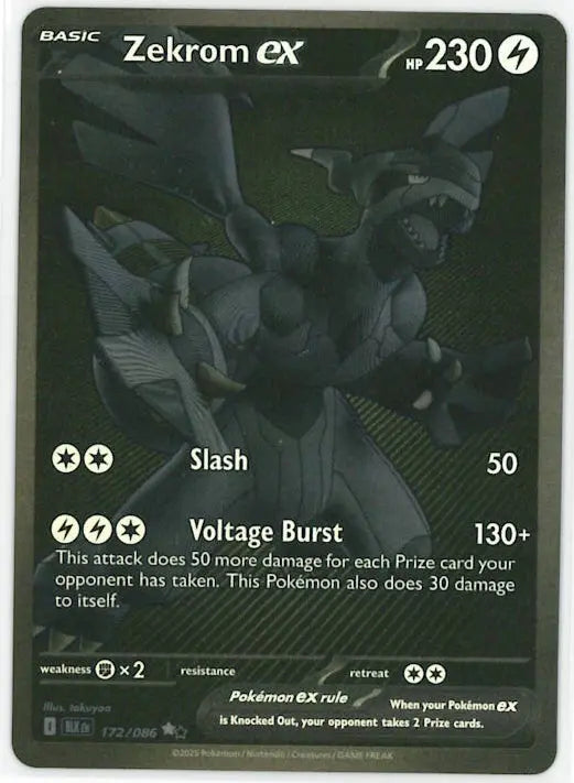 2025 Pokemon Black Bolt Zekrom ex BWR Rare 172/086 