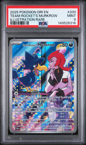 2025 Pokemon DRI 200/182 Team Rocket's Murkrow Illustration Rare PSA 9 