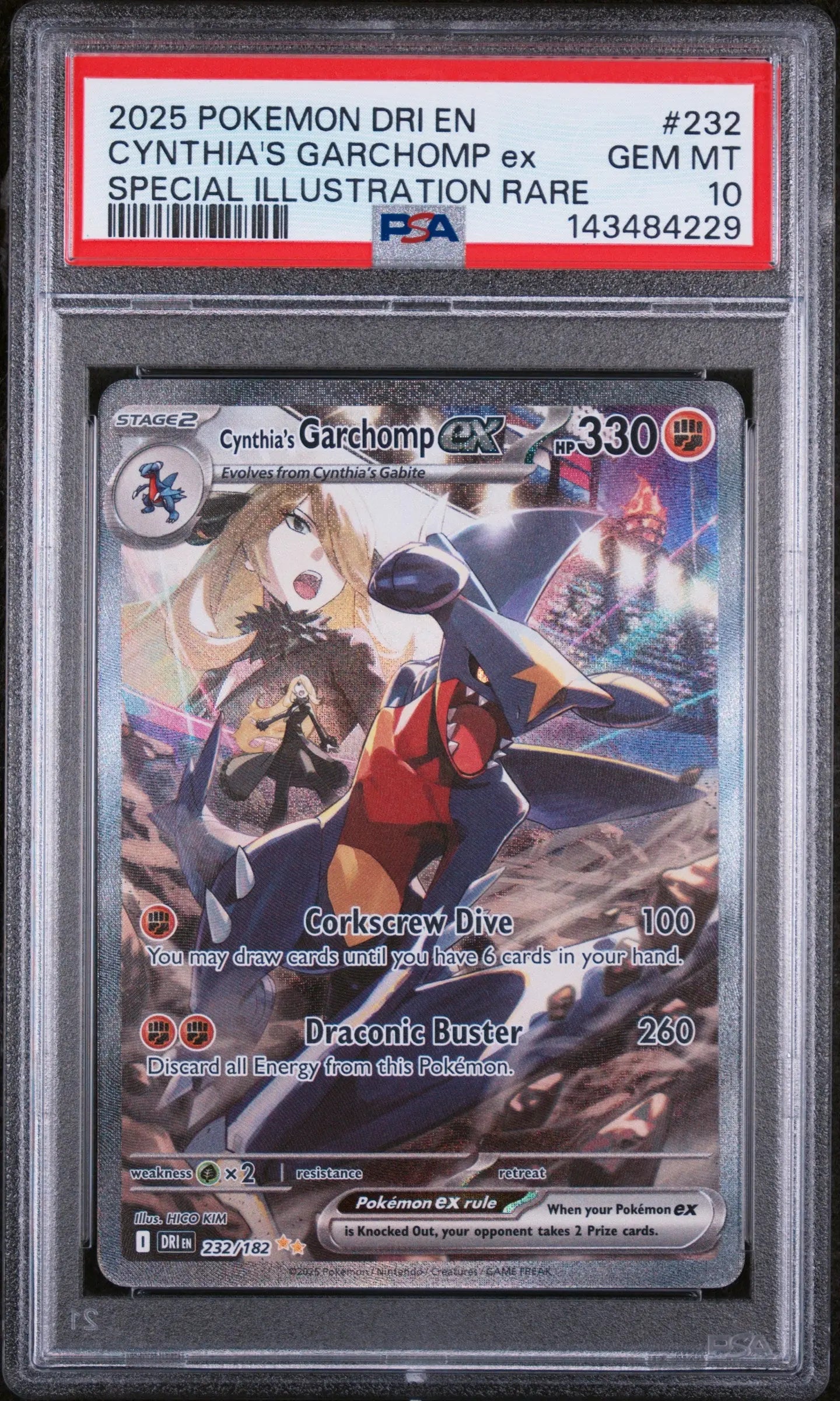 2025 Pokemon DRI Cynthia's Garchomp EX Special Illustration Rare 232/182 PSA 10 