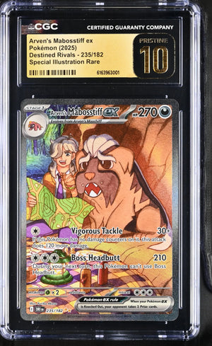 2025 Pokemon Destined Rivals Arven's Mabosstiff ex 235/182 SIR CGC 10 