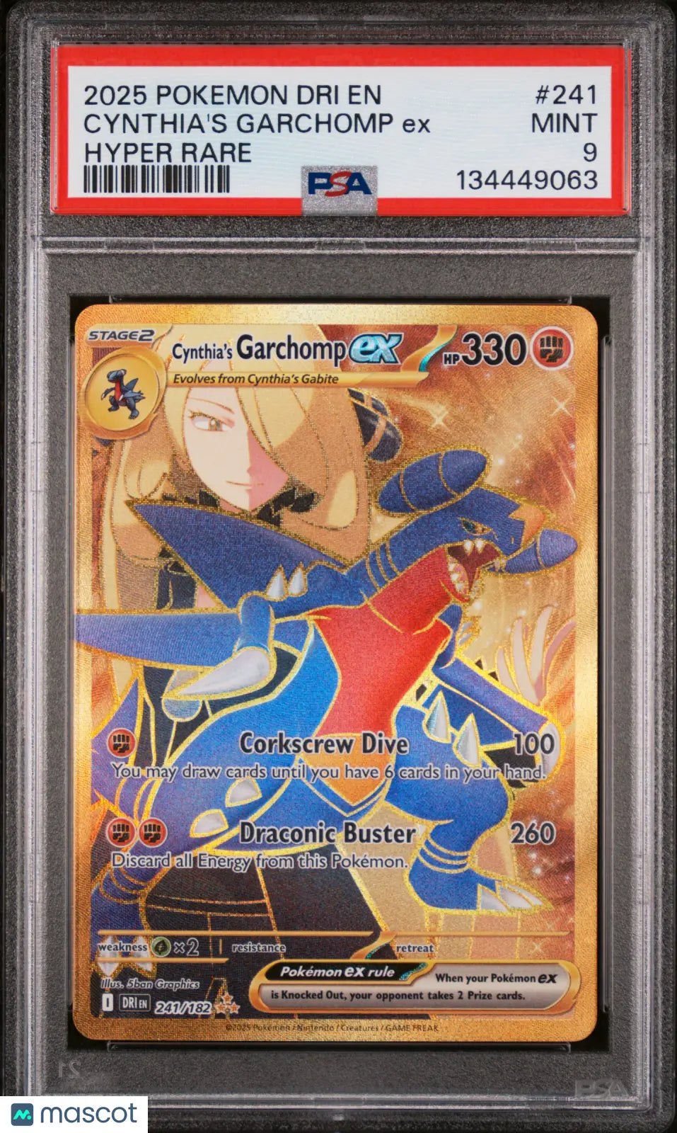 2025 Pokemon Destined Rivals Cynthia's Garchomp EX Hyper Rare PSA 9 241/182 