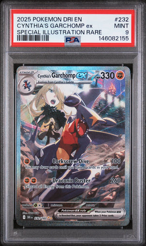 2025 Pokemon Destined Rivals Cynthia's Garchomp EX SIR PSA 9 232/182 