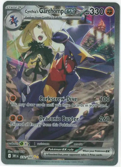 2025 Pokemon Destined Rivals Cynthia's Garchomp ex SIR 232/182 