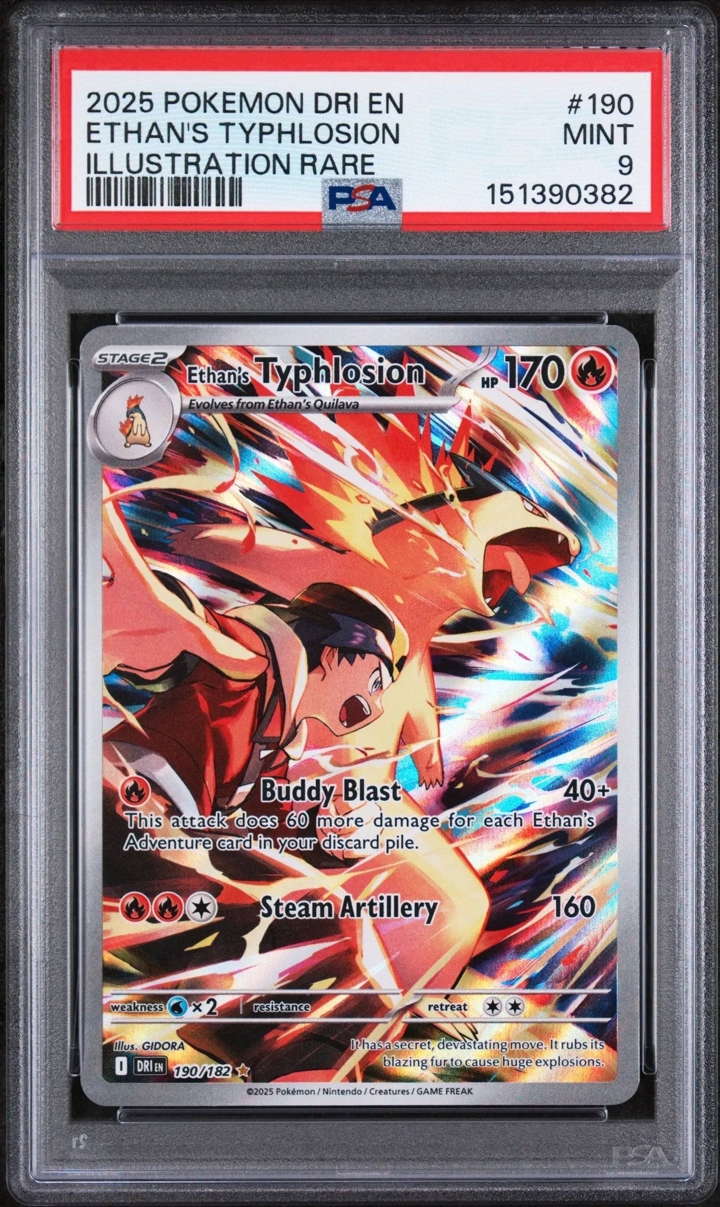 2025 Pokemon Destined Rivals Ethan's Typhlosion Illustration Rare 190/182 PSA 9 