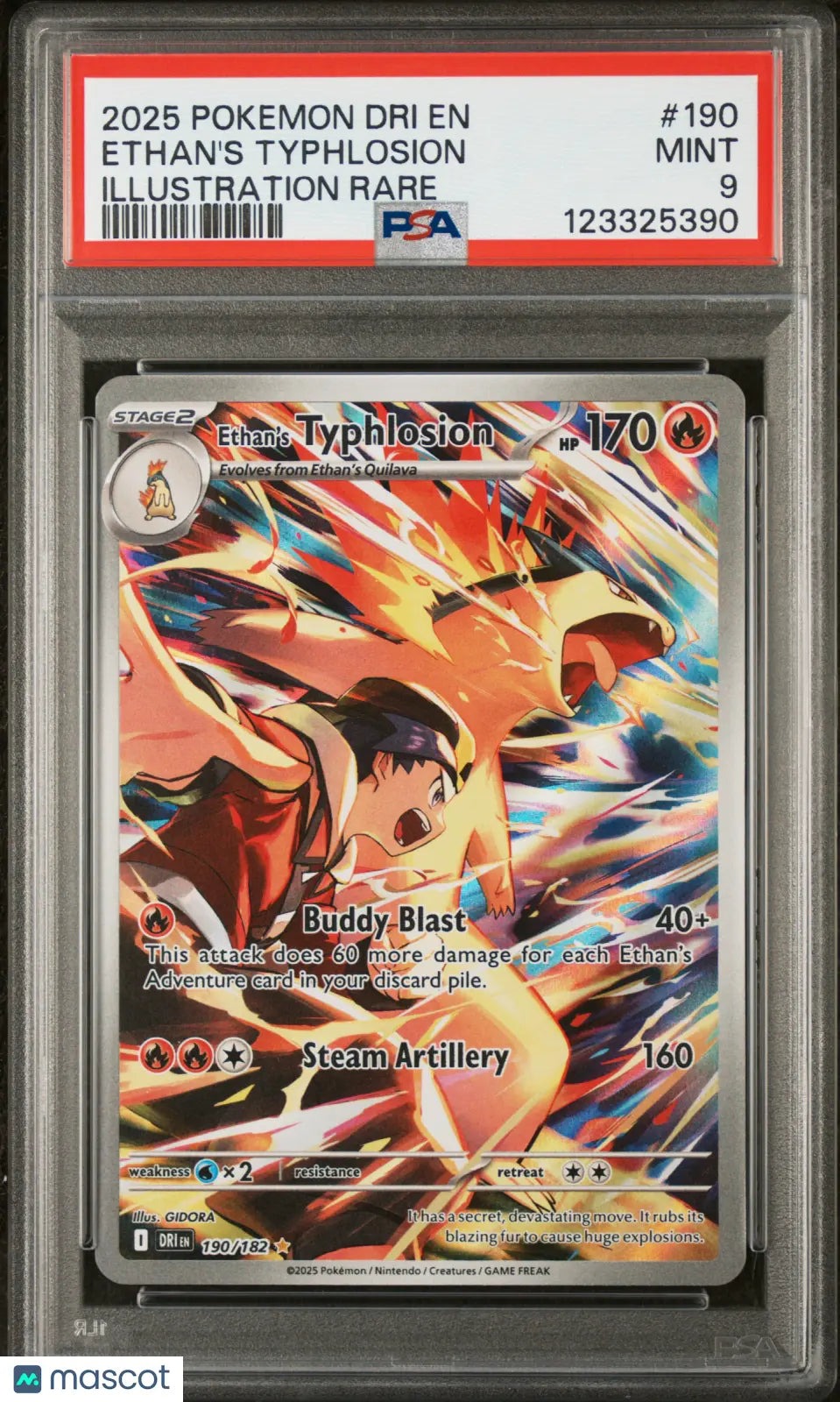 2025 Pokemon Destined Rivals Ethan's Typhlosion #190 Illustration Rare PSA 9 