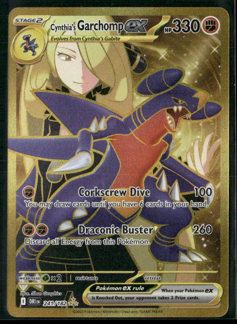 2025 Pokemon Destined Rivals Hyper Rare Cynthia's Garchomp ex 241/182 