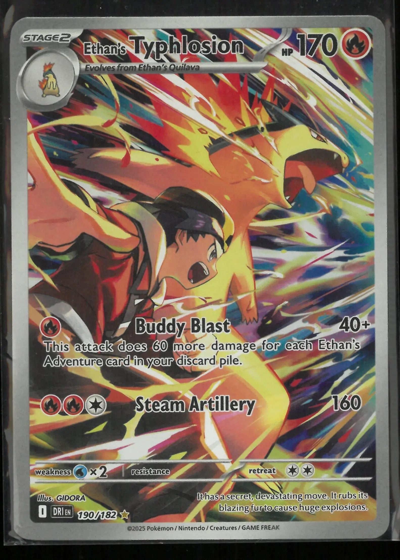 2025 Pokemon Destined Rivals Illustration Rare Ethan's Typhlosion 190/182 