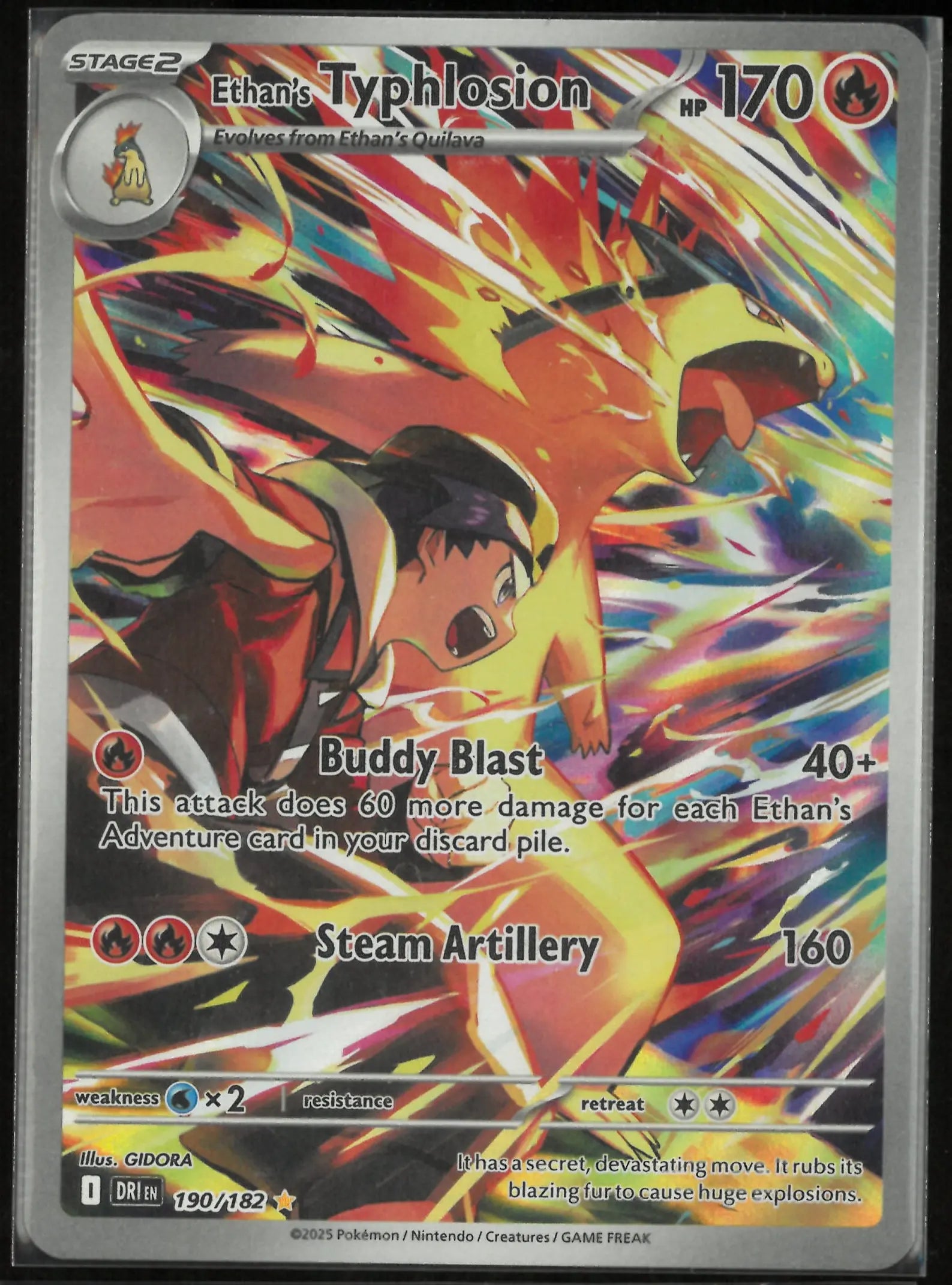 2025 Pokemon Destined Rivals Illustration Rare Ethan's Typhlosion 190/182 